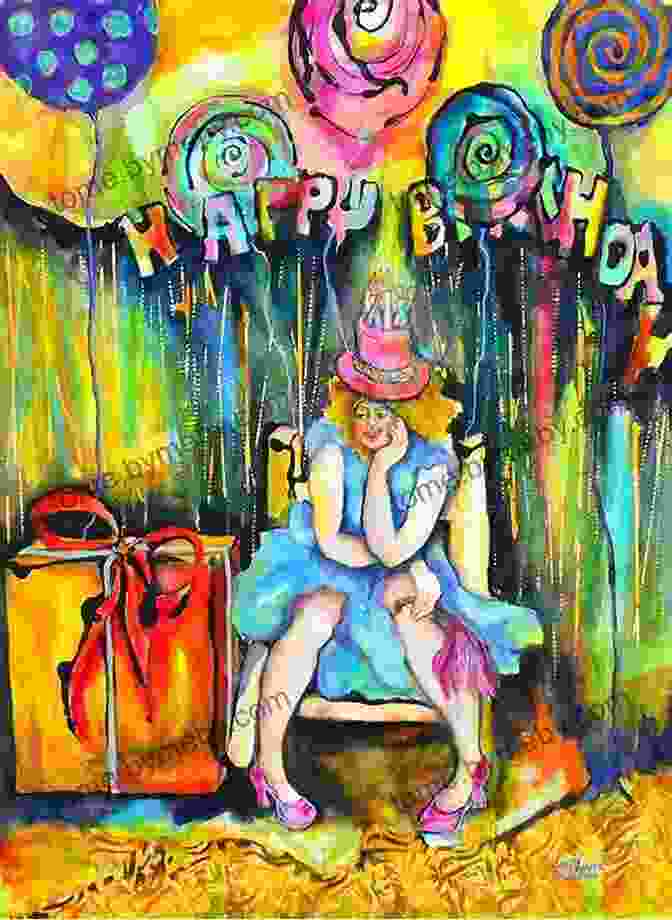 A Painting From The Happy Birthday Paintings Featuring A Young Girl Holding A Colorful Balloon The Happy Birthday Paintings Sangeeta Mulay