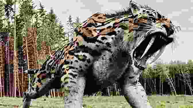 A Realistic Illustration Of A Saber Toothed Tiger Hunting Its Prey. History For Kids: The History Of Saber Toothed Tigers And Woolly Mammoths