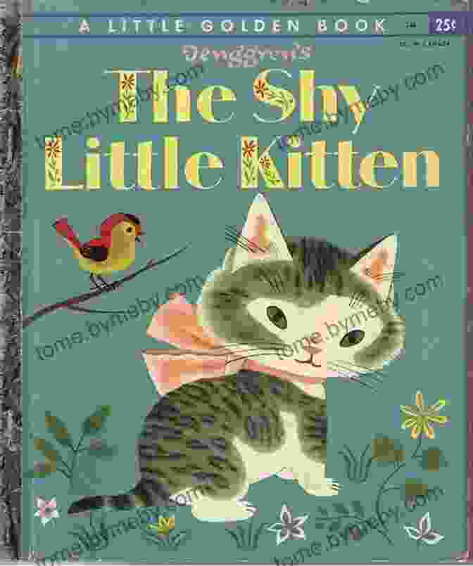 An Illustration From The Book 'The Shy Little Kitten' Featuring The Main Character, A Timid Kitten, Hiding Behind A Flower. The Shy Little Kitten (Little Golden Book)